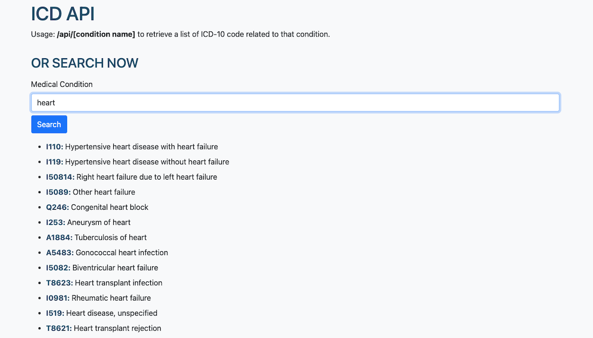 ICD-10 API